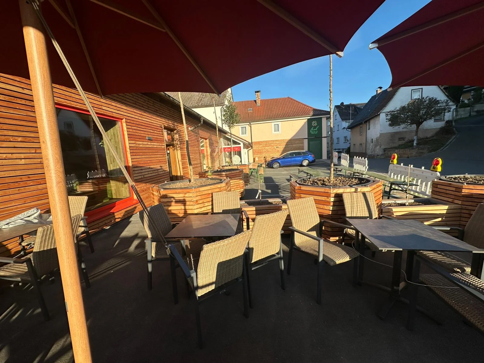 Außenbereich Café Flow von außen